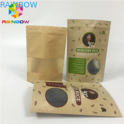 El papel de Kraft Ziplock se levanta el soporte del uno mismo del papel de aluminio de las bolsas a prueba de humedad para el bocado de la nuez