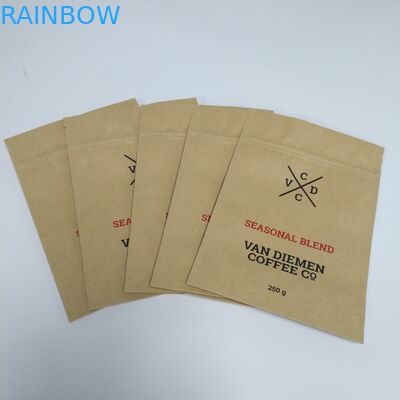 El empaquetado del bolso del bocado del papel de Kraft Brown se levanta la parte inferior plana de la bolsa con la cremallera