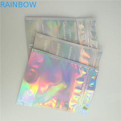 Levántese los bolsos olográficos con el efecto olográfico claro y trasero delantero para el empaquetado de Comestic de la pestaña