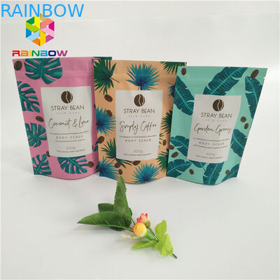 los bolsos de café laminados cremallera palstic claramente blancos se levantan la bolsa con las muescas ziplock del rasgón que empaquetan para 500g 1kg 3kg