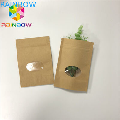Ziplock coloque la ventana redonda para arriba modificada para requisitos particulares de las bolsas de papel reutilizable para el empaquetado del bocado