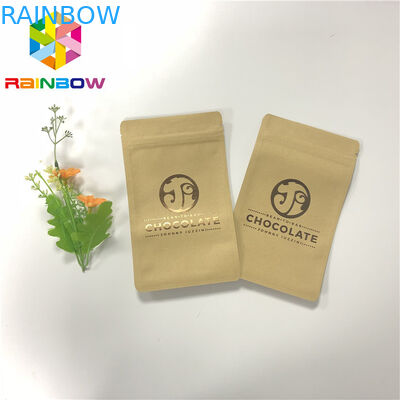 Impresión ULTRAVIOLETA tres bolsas de papel selladas lado del arte de la cremallera para el embalaje de la barra de chocolate