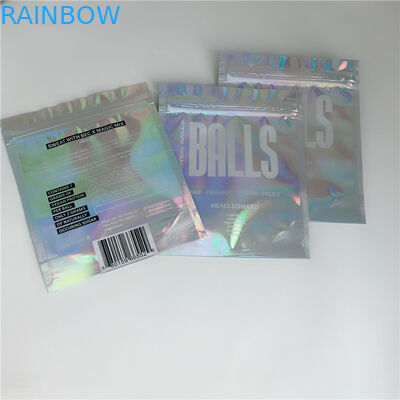 Bolsa plástica Ziplock de la mala hierba del holograma CBD de la prueba del olor que empaqueta tamaño modificado para requisitos particulares