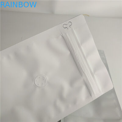 Relleno superior de la impresión blanca llana de la película del acondicionamiento de los alimentos del bolso de la parte inferior plana con la válvula de aire