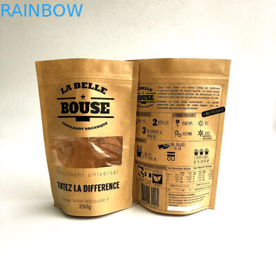 La cerradura natural modificada para requisitos particulares reciclable de la cremallera de las bolsas de papel se levanta la bolsa con la ventana