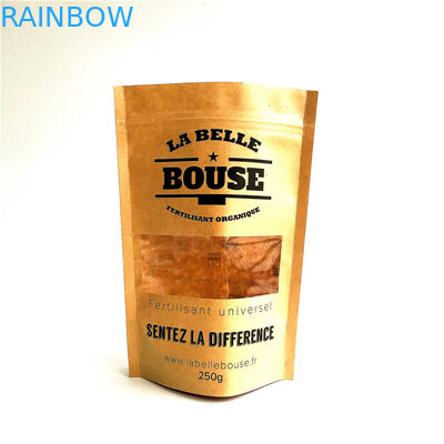 La cerradura natural modificada para requisitos particulares reciclable de la cremallera de las bolsas de papel se levanta la bolsa con la ventana