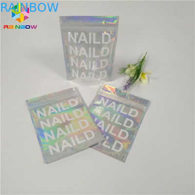 Material plástico plano Ziplock de empaquetado cosmético de Mylar del holograma claro del bolso del sellado caliente