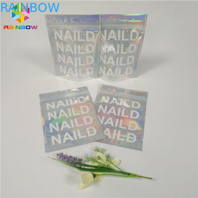 Material plástico plano Ziplock de empaquetado cosmético de Mylar del holograma claro del bolso del sellado caliente