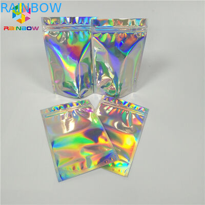 Bolsa Ziplock de empaquetado cosmética que se puede volver a sellar de Mylar del holograma de la hoja del bolso con el rasgón fácil