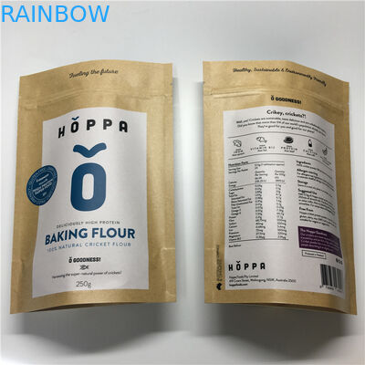 Ziplock impreso aduana reutilizable del papel de aluminio de las bolsas de papel para el empaquetado de la harina de la comida