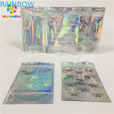 Bolso de empaquetado cosmético de la ventana clara modificado para requisitos particulares imprimiendo la bolsa plástica de Mylar del holograma