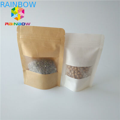 Levántese la categoría alimenticia de empaquetado de la caja de papel de las bolsas con la ventana rectangular/oval clara