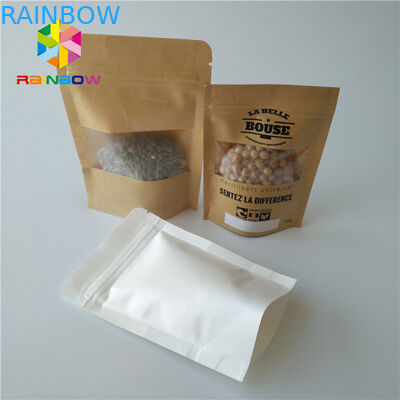 Levántese la categoría alimenticia de empaquetado de la caja de papel de las bolsas con la ventana rectangular/oval clara