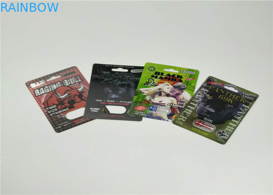 Resbale las píldoras masculinas de empaquetado del aumento de la tarjeta de la ampolla que embalan el embalaje de la píldora 3d del sexo