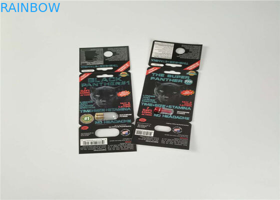 Tarjeta de papel de empaquetado de la píldora del sexo de la ampolla plástica material del ANIMAL DOMÉSTICO de los PP con la bala del envase del rinoceronte del oro