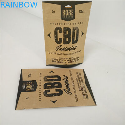 Bolsas plásticas que se puede volver a sellar que empaquetan el papel de aluminio amistoso de las bolsas de papel de CBD Eco Kraft dentro