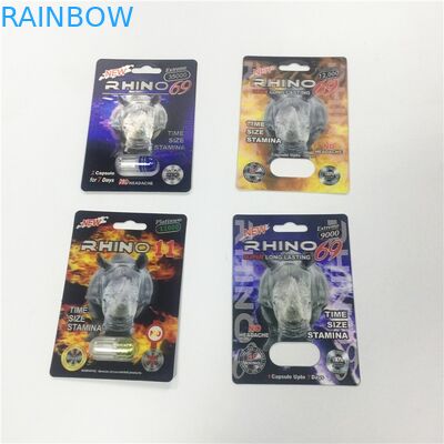 Bala de empaquetado del envase del rinoceronte del oro de la tarjeta de la ampolla del papel de cartucho con la cubierta plástica