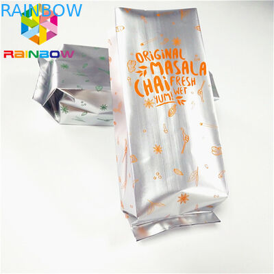 Bolsas plásticas laminadas que empaquetan el bolso lateral de la válvula del té del bulto del vacío del sellado caliente del escudete