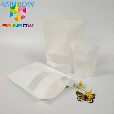 Las bolsas plásticas blancas de Matt que empaquetan la cerradura polivinílica de la cremallera de Doypack se levantan la ventana del rectángulo de la bolsa