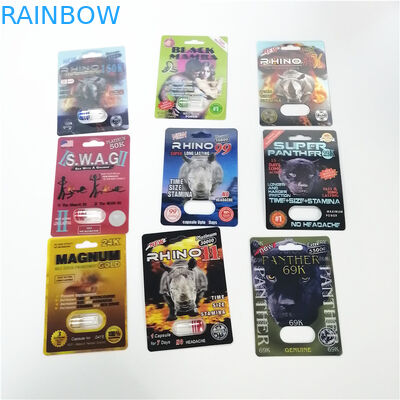 Rinoceronte 69 cajas de tarjeta plásticas de empaquetado del parte movible 3d de la cápsula masculina del aumento de la tarjeta de la ampolla 3D