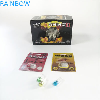 Rinoceronte de empaquetado de la píldora del sexo del efecto de la caja de papel 3D de la píldora de la ampolla de la pantera negra 69 9000