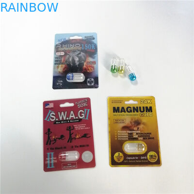 Tarjeta de empaquetado sexual del paquete de ampolla de la píldora del aumento del funcionamiento con la caja de presentación