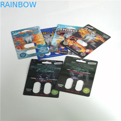 Las píldoras masculinas del aumento ampollan la tarjeta impresa aduana de la píldora 3D del sexo del rinoceronte 69 del embalaje de la tarjeta