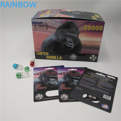 Material de embalaje masculino del agujero del doble de Gule de la tarjeta de papel de la ampolla del reforzador de la energía de la mosca para la cápsula