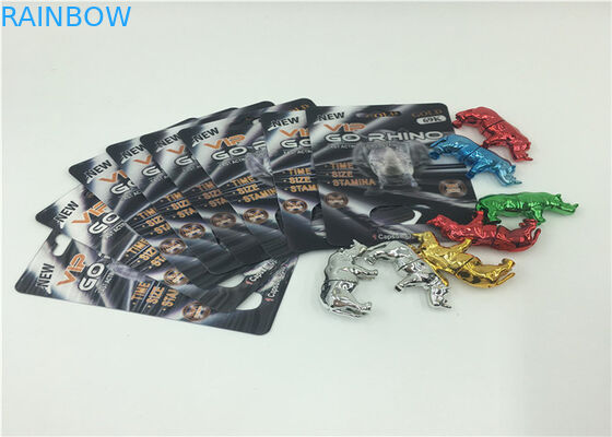 Color de encargo de empaquetado de la tarjeta de la tarjeta de la ampolla del rinoceronte del FDA/del SGS para las píldoras masculinas del sexo