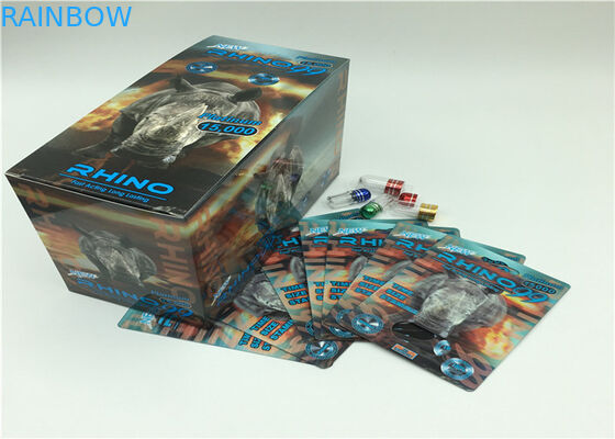 Paquete de ampolla de la cápsula del polvo del rinoceronte del oro 69K que empaqueta la tarjeta 3D con la cubierta plástica