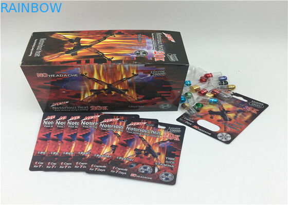 Tarjeta de empaquetado de encargo de la botella del aumento de los hombres del paquete de ampolla del efecto del logotipo 3D para la medicina estupenda