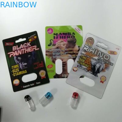 Rinoceronte de empaquetado del aumento de las píldoras de la tarjeta sexual de la ampolla 69 reciclables a prueba de humedad