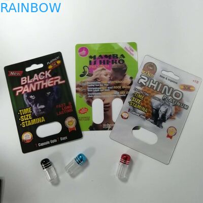 Rinoceronte de empaquetado del aumento de las píldoras de la tarjeta sexual de la ampolla 69 reciclables a prueba de humedad