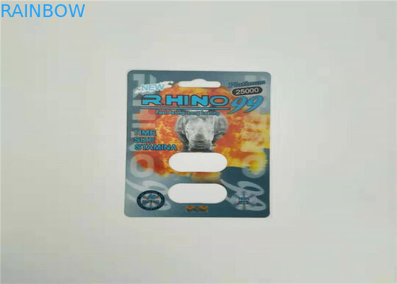 Paquete masculino de empaquetado de la píldora del aumento de la tarjeta de la ampolla del efecto del fuego Rhino50K 3d para las píldoras del sexo de la cápsula