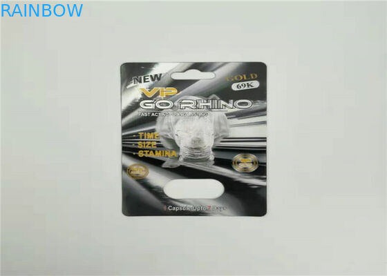 Las píldoras de aumento del funcionamiento sexual masculino ampollan la tarjeta de empaquetado del efecto del rinoceronte 99 50k 150k 3d de la tarjeta