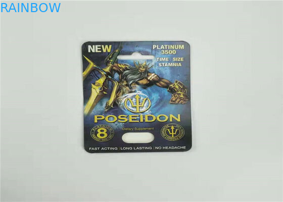 Caja de presentación de empaquetado de la tarjeta de papel del rinoceronte 7 de la tarjeta amistosa de la ampolla de Eco para la cápsula masculina del reforzador