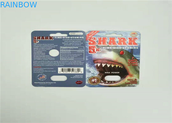 Caja de presentación de empaquetado de la tarjeta de papel del rinoceronte 7 de la tarjeta amistosa de la ampolla de Eco para la cápsula masculina del reforzador