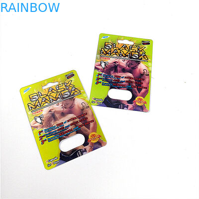 Ampolla plástica de la diapositiva caprichosa que empaqueta la cubierta plástica de la tarjeta negra de Mamsa 3d para las píldoras del sexo