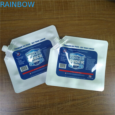 La aduana del almacenamiento de la comida imprimió las bolsas de plástico impermeabiliza las bolsas de hielo reutilizables del refrigerador con el canalón/el casquillo