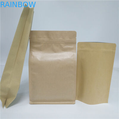 Bolsa reciclada escudete de la parte inferior plana de Doypack del bolso de café del papel de Kraft del lado del papel de aluminio
