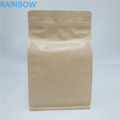 Bolsa reciclada escudete de la parte inferior plana de Doypack del bolso de café del papel de Kraft del lado del papel de aluminio