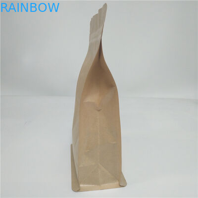 Bolsa reciclada escudete de la parte inferior plana de Doypack del bolso de café del papel de Kraft del lado del papel de aluminio