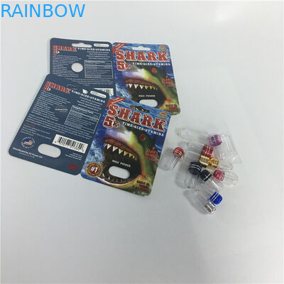 Cápsulas masculinas de la píldora del aumento del rinoceronte que empaquetan las tarjetas de papel del tiburón de la ampolla de las cajas