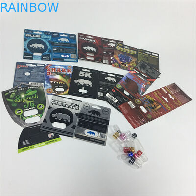 Logotipo masculino de empaquetado de la aduana de las píldoras del sexo del rinoceronte de la medicación del aumento de la impresión de la tarjeta de seda de la ampolla