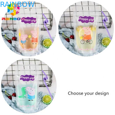 Los bolsos de empaquetado de la bebida de la bolsa líquida transparente de la comida se levantan el FDA con las manijas/la paja