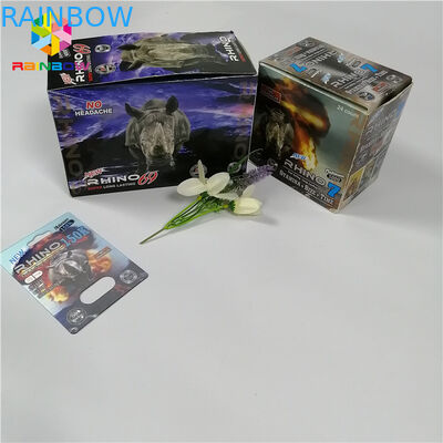 Las píldoras masculinas del sexo del aumento ampollan la caja de tarjeta plástica de empaquetado 3d de la cápsula del rinoceronte 69 de la tarjeta