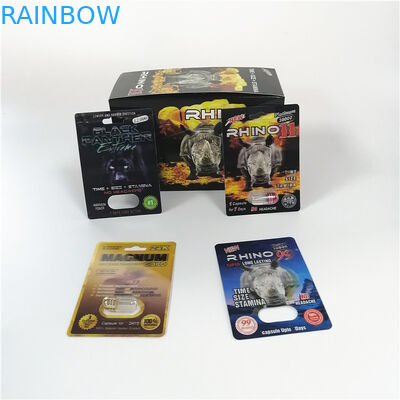 Serie de empaquetado del rinoceronte del aumento de las píldoras de la tarjeta sexual de la ampolla para el paquete de la cápsula del sexo del polvo