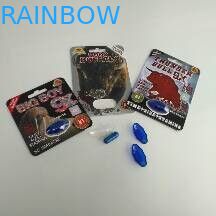 La cápsula de empaquetado de la píldora del sexo del muchacho 9X del papel de la tarjeta grande de la ampolla con las etiquetas engomadas transparentes ampolla las botellas