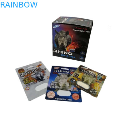 Deslice el tamaño modificado para requisitos particulares embalaje de empaquetado de la píldora 3d del sexo del rinoceronte 69 de la caja de papel de la tarjeta del parte movible de la ampolla