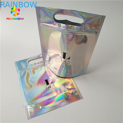 Embalaje de empaquetado cosmético de la sal de baño de la hoja del holograma del bolso de Skincare con la ventana/la suspensión